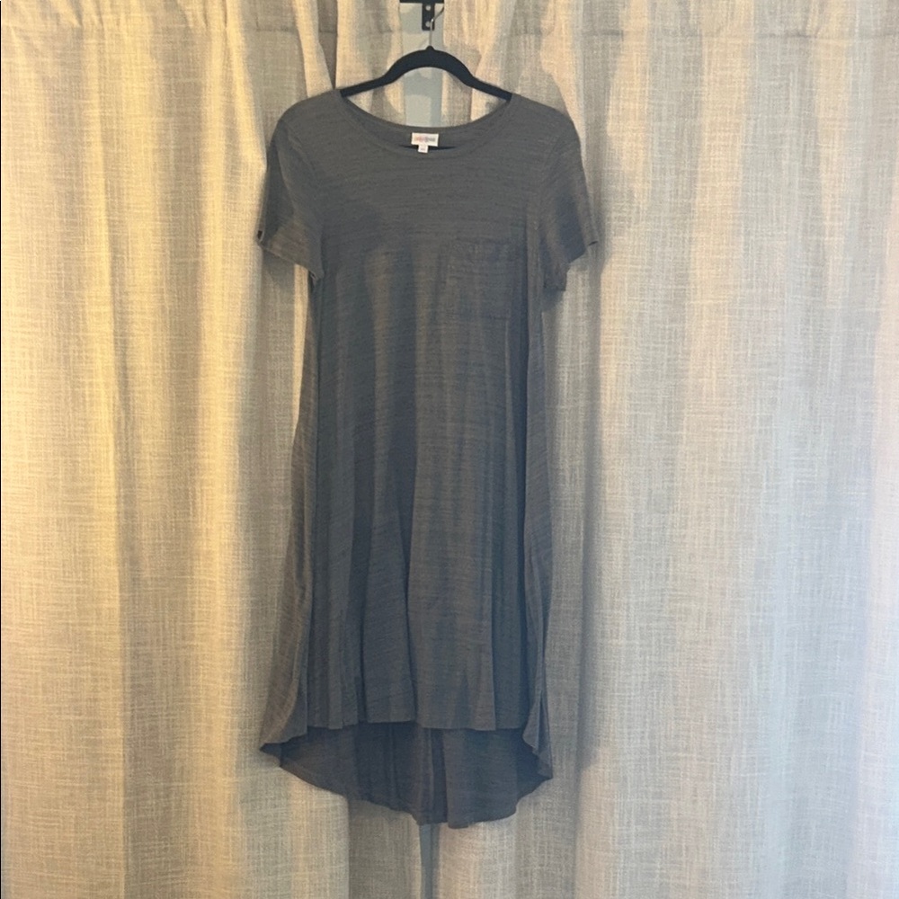Gray Short Sleeve High-Low Dress